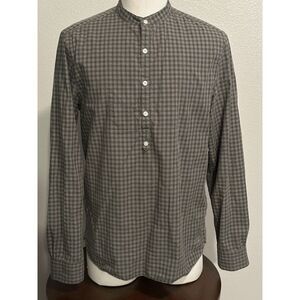 Michael Bastian Shirt Men's Large Cotton Pullover Popover Tunic Check Plaid